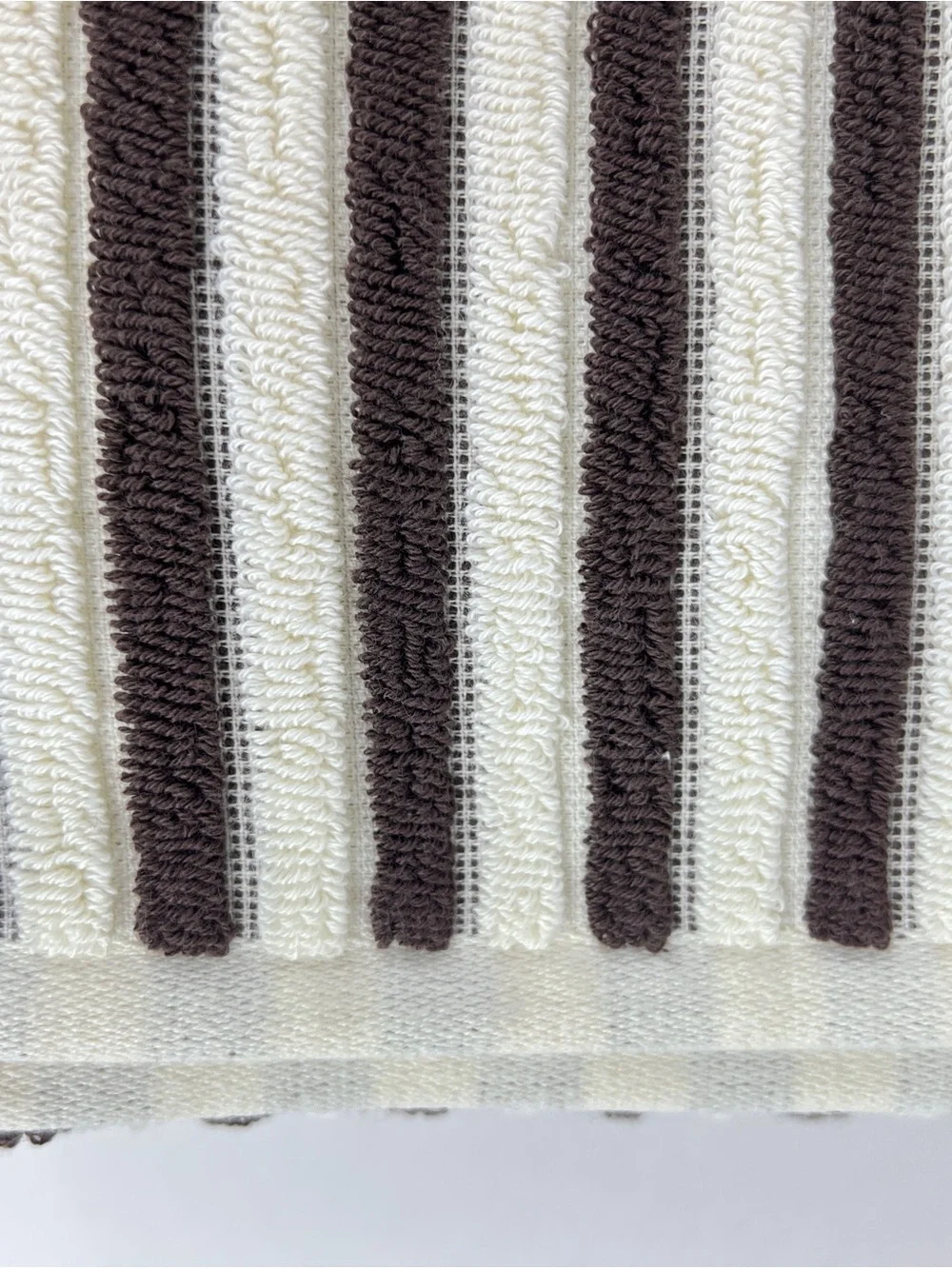 Rachel Zoe Bath Towels Brown and Cream Striped Soft 100% Cotton 2 Pc NEW